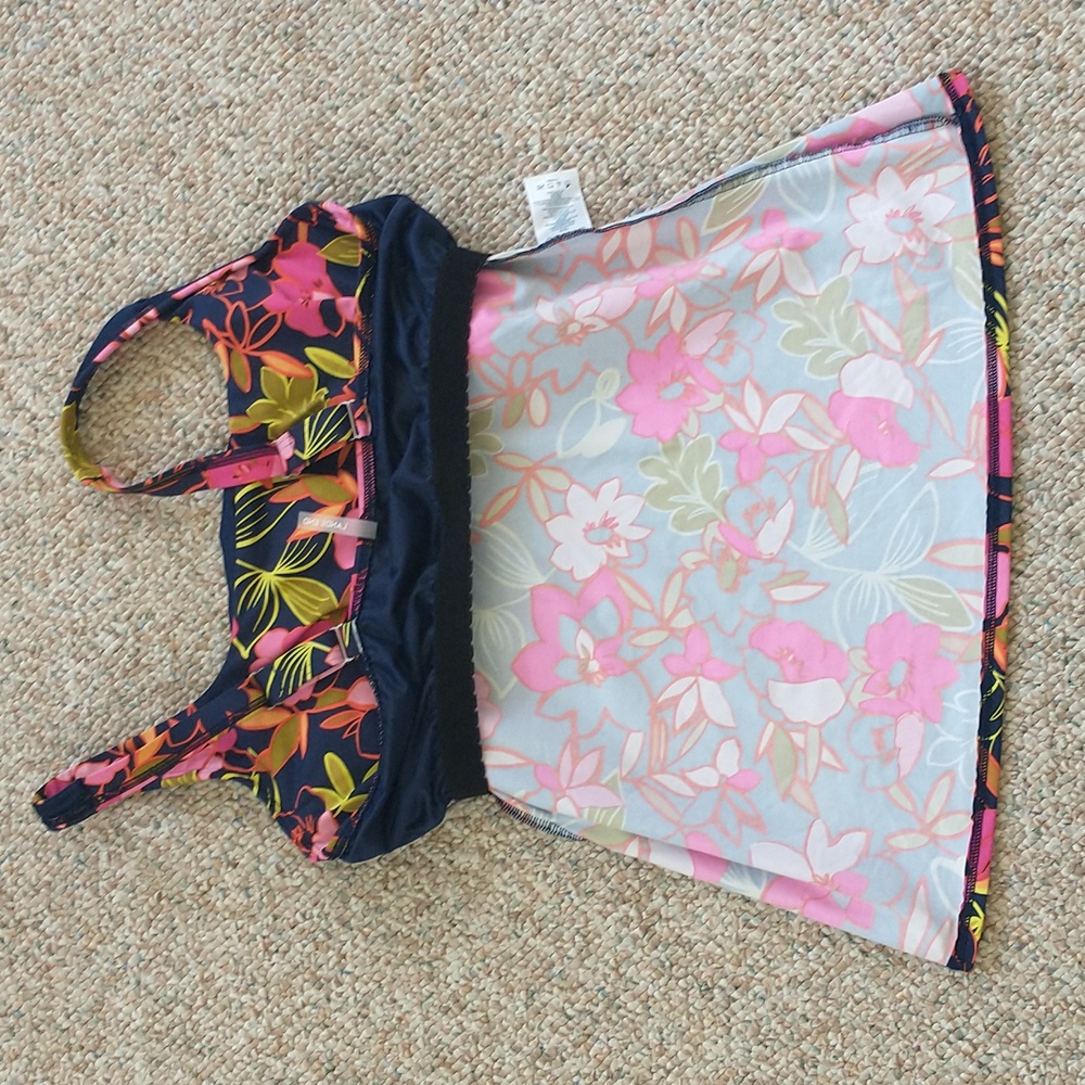 Lands' End Square Neck Floral Print Tankini Swim Top 12D - Picture 7 of 7